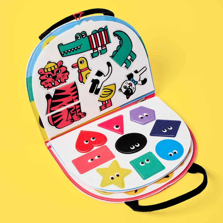 The Guggenheim Museum Rainbow Montessori Play Kit features animal figures and sensory shapes to boost cognitive skills.
