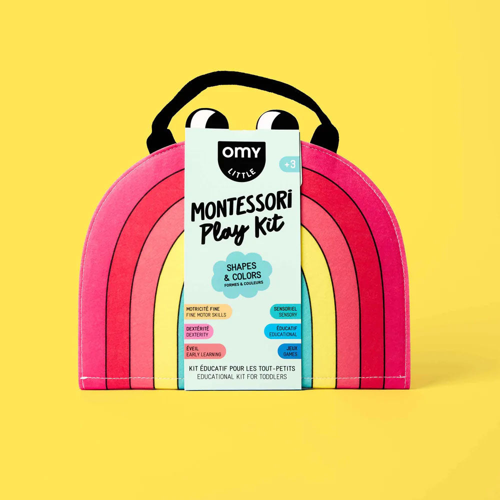 Guggenheim Museum Rainbow Montessori Play Kit, ages 3+, rainbow-shaped with handle, for sensory and cognitive play.