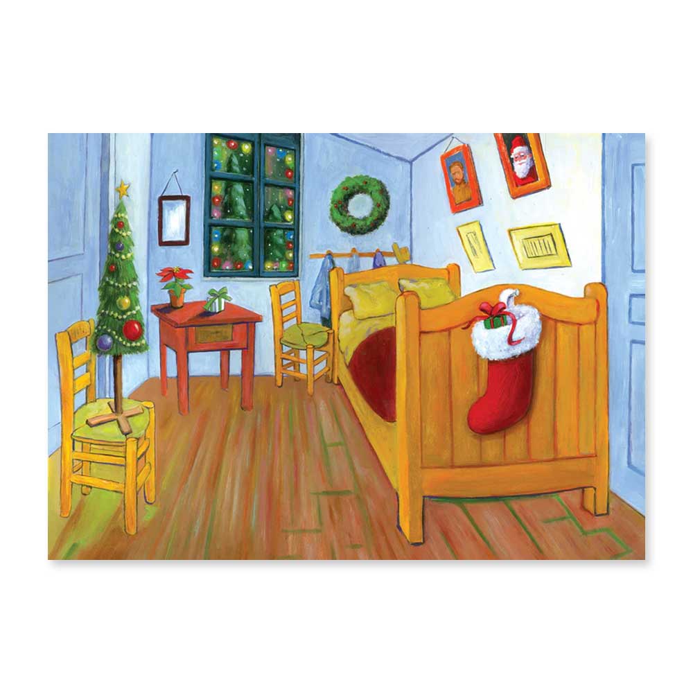 Van Gogh Christmas Boxed Holiday Cards by Guggenheim Museum—colorful bedroom scene, perfect for eco-friendly greetings.
