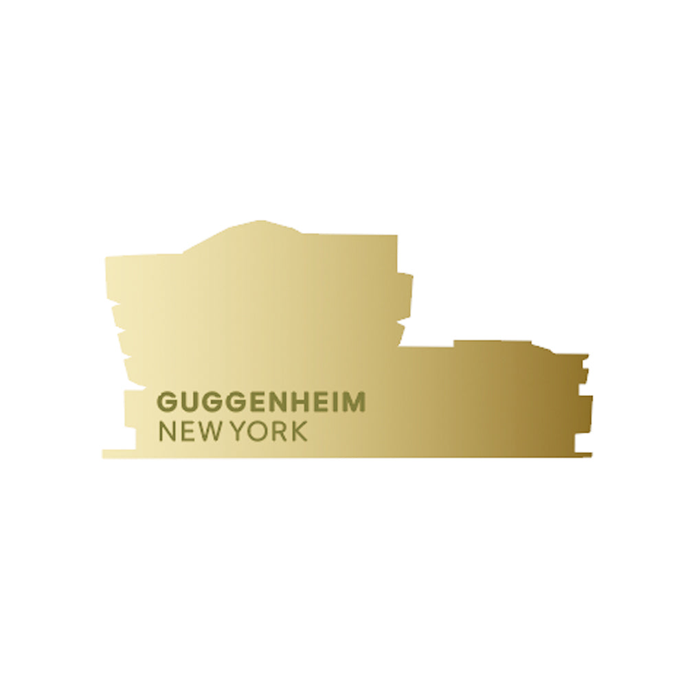 Guggenheim Museum 1959 Lapel Pin with iconic design and GUGGENHEIM NEW YORK text below.