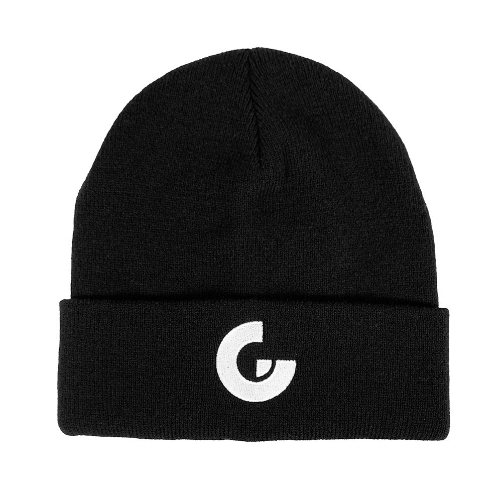 The Guggenheim New York Icon Beanie is a black unisex hat with a folded brim and a white stylized G logo on the front center; adult one size fits most.