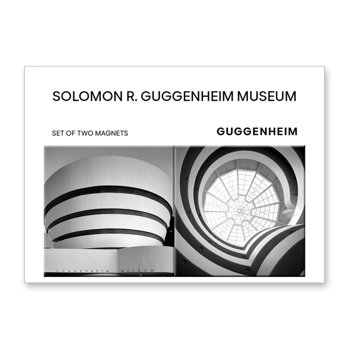 Guggenheim Museum Building Magnet Set: black-and-white exterior and spiral atrium, by Guggenheim Museum.