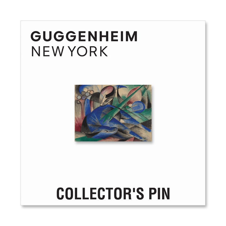 The Franz Marc Dreaming Horse Pin, nickel plated and measuring 0.92" H x 1.22" W, features a colorful abstract horse design inspired by the artist's signature use of bold shapes and vibrant brushstrokes.