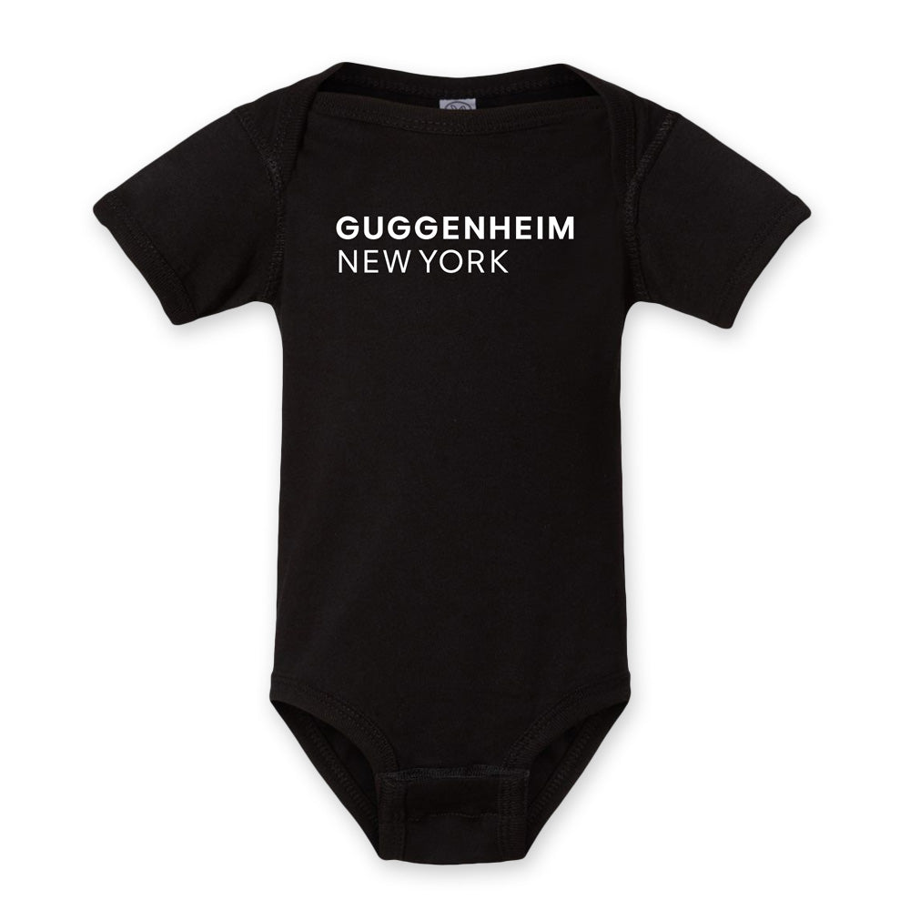 The Guggenheim Museum Puff Logo Infant Onesie—stylish black outfit for your future art lover, by Guggenheim Museum.