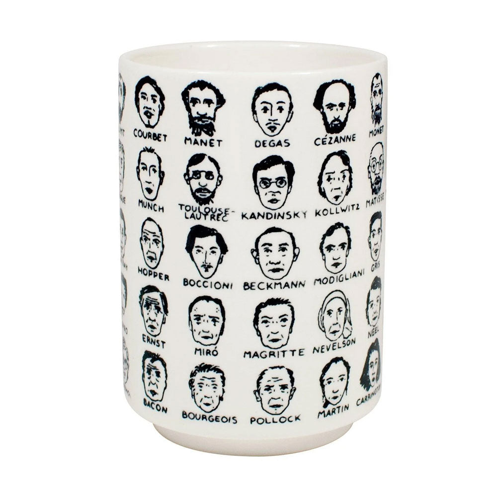 Guggenheim Museum Modern Artists Mug: white ceramic with illustrated artists—ideal gift for art lovers.