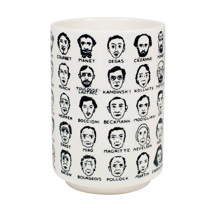 Guggenheim Museum Modern Artists Mug: white ceramic with illustrated artists—ideal gift for art lovers.