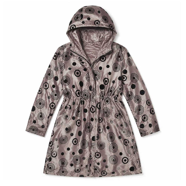 Guggenheim Museum Circle Design Reversible Puffer Jacket shown on a white background, perfect for eco-conscious fashion.