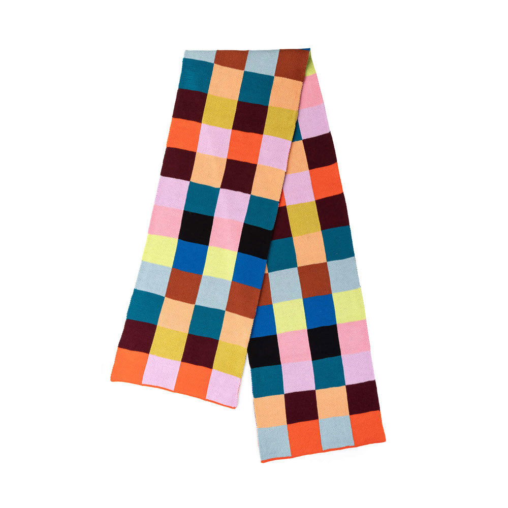 Guggenheim Museum’s Color Patch Big Scarf: a reversible scarf with bold, colorful check squares in bright and pastel tones.