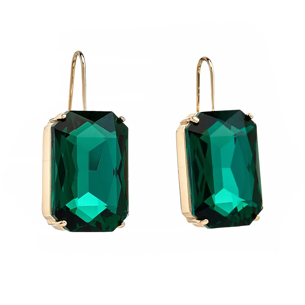 Guggenheim Museum Emerald Rectangle Earrings—bold, emerald-green gems for standout style on any occasion.