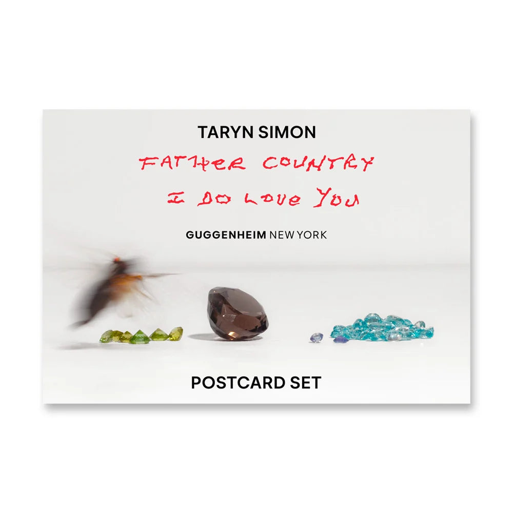 Taryn Simon Cicadas Post Card Set by Guggenheim Museum features gems, cicadas, and “Father Country I Do Love You.”.