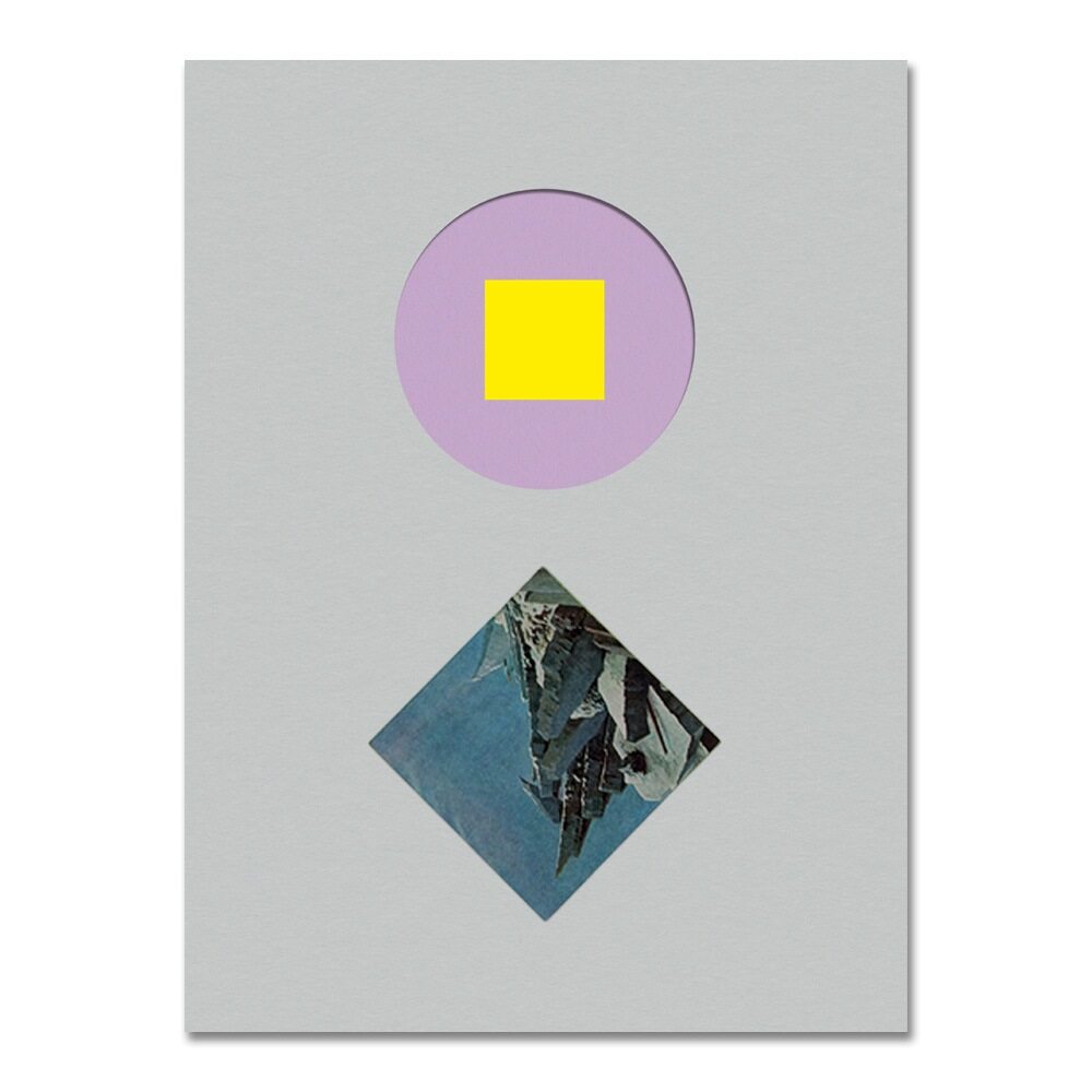 Abstract art piece with geometric shapes on a gray background