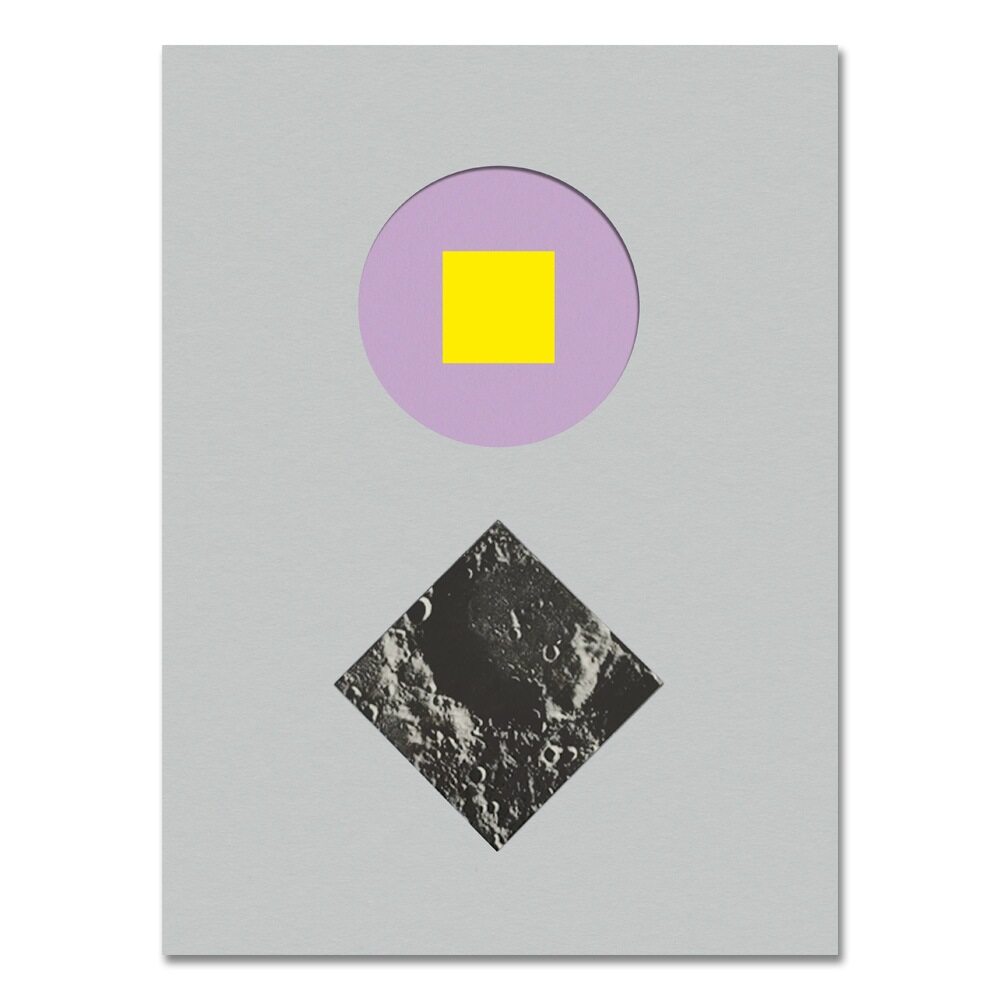 Abstract art piece with geometric shapes on a gray background