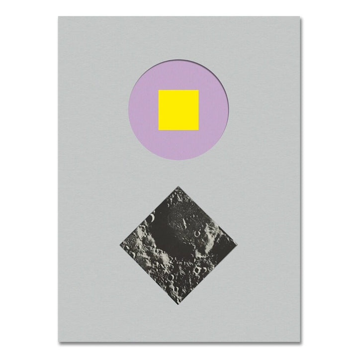 Abstract art piece with geometric shapes on a gray background