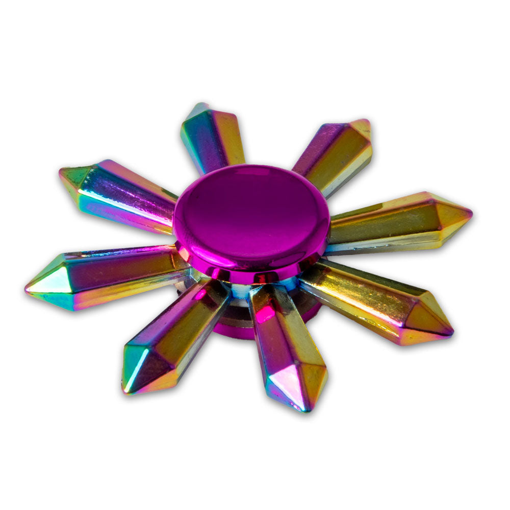 Guggenheim Museum Metallic Rainbow Fidget Spinner with eight arms—great for stress relief and focus.