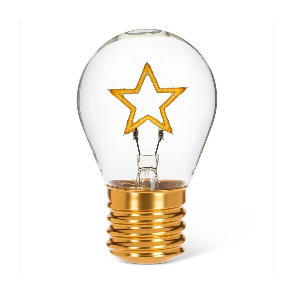 Guggenheim Museum Holiday Star Neon LED Lightbulb with gold base—ideal for festive and cozy holiday décor.