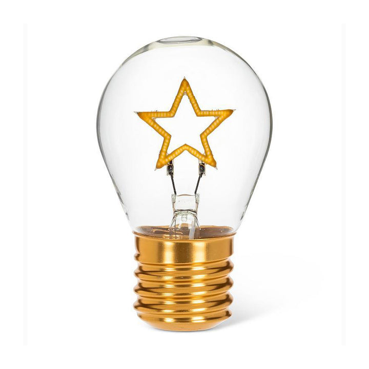 Guggenheim Museum Holiday Star Neon LED Lightbulb with gold base—ideal for festive and cozy holiday décor.