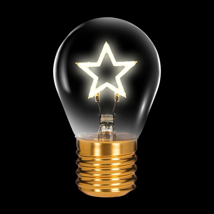 The Guggenheim Museum Holiday Star Neon LED Lightbulb shines bright against black—festive décor for any space.