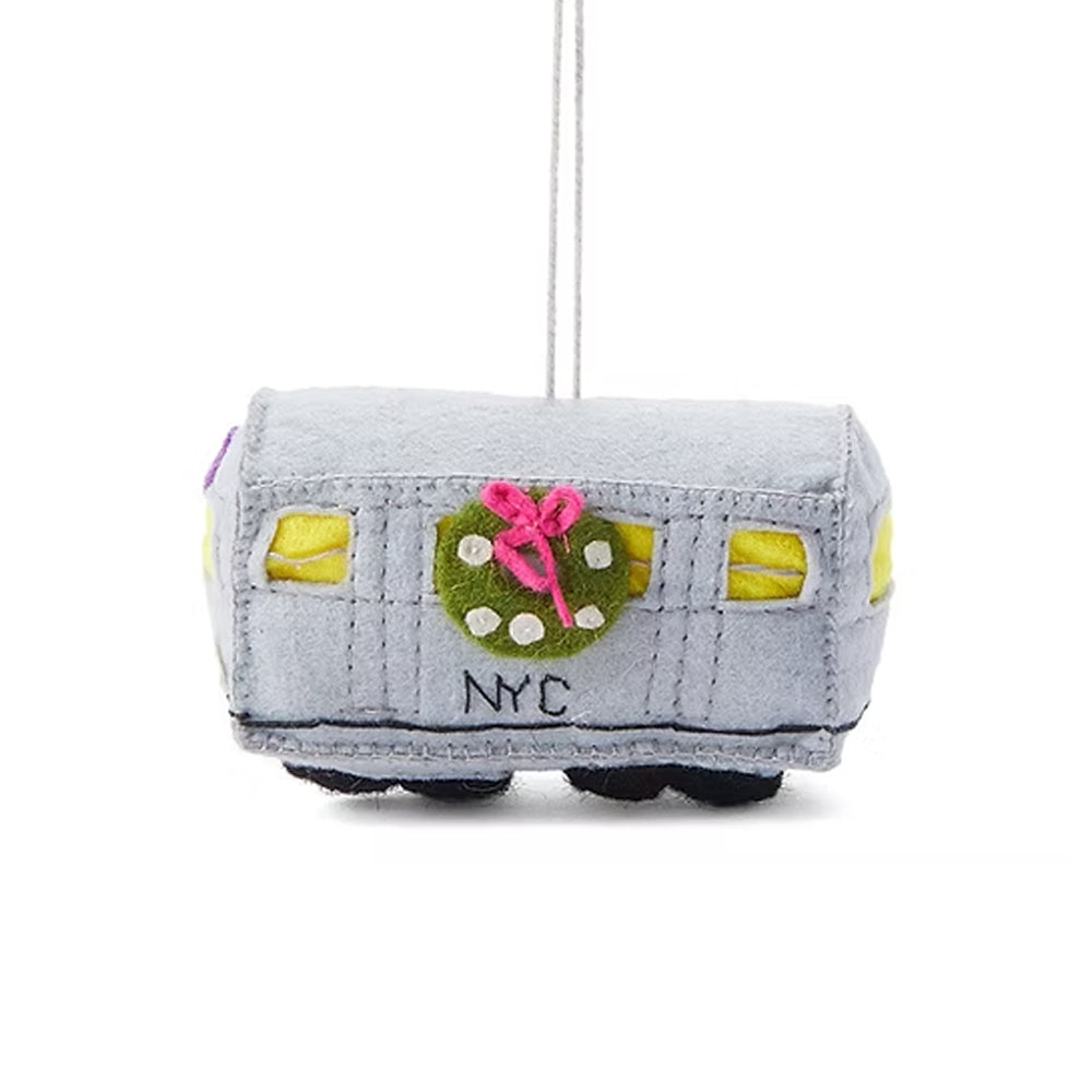 The Guggenheim Museum Subway Wreath Ornament is a festive NYC subway car decoration for your holiday celebrations.