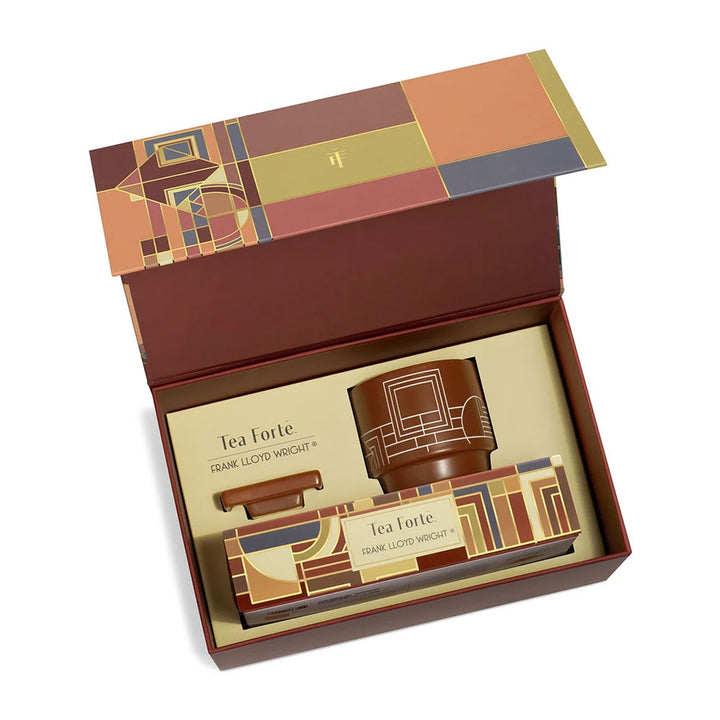 Guggenheim Frank Lloyd Wright Tea Forte Cafe Gift Set: geometric cup, premium tea, and accessories—perfect archi gift!.