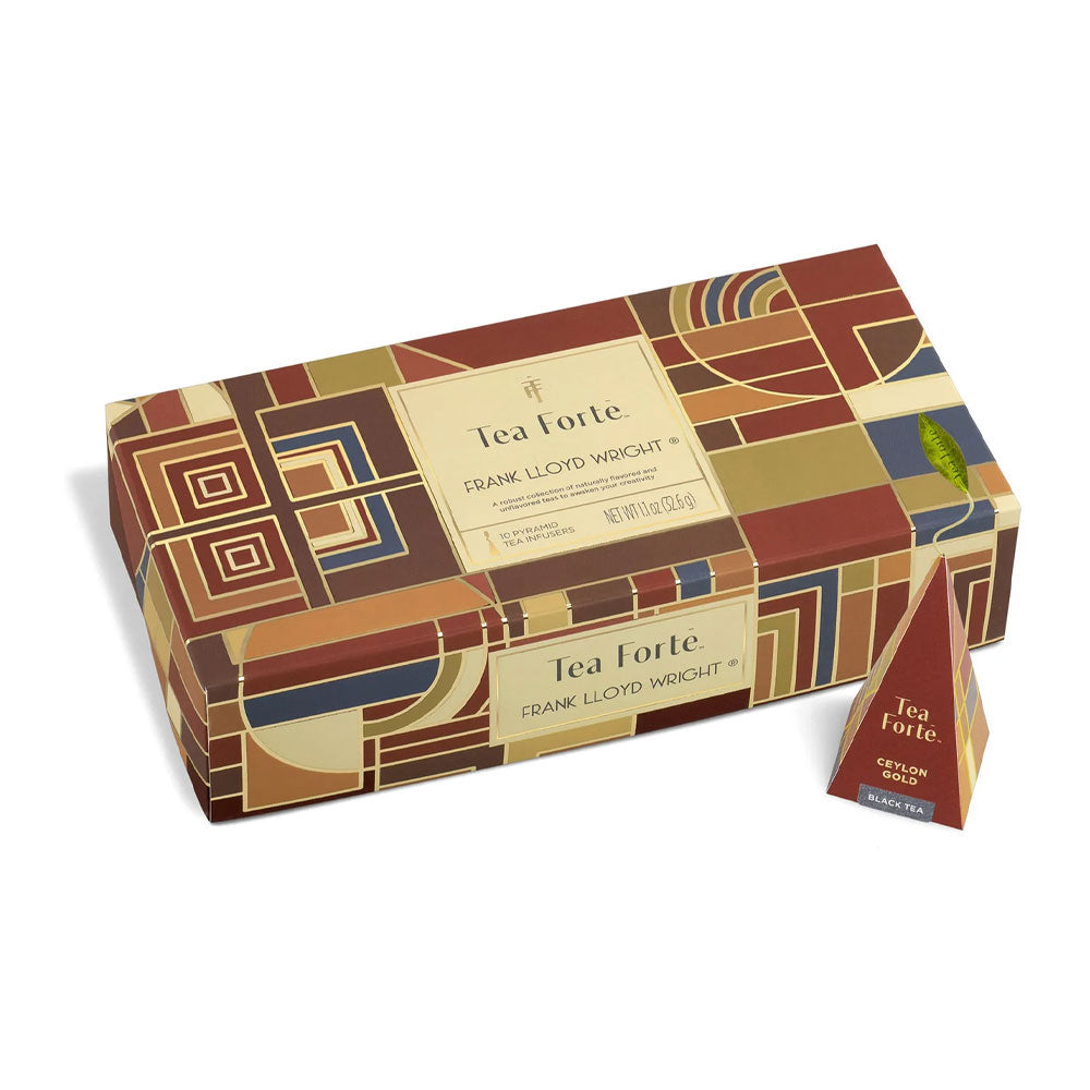 Frank Lloyd Wright Tea Forte Cafe Gift Set by Guggenheim Museum—sleek tea set inspired by iconic geometric design.