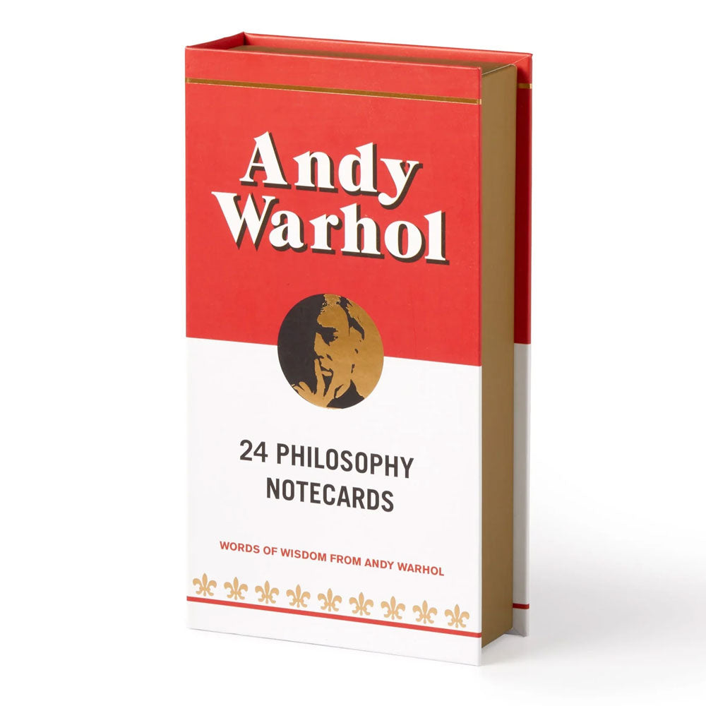 The Guggenheim Museum’s Andy Warhol Philosophy Correspondence Cards feature a red and white design—great art lover gift.