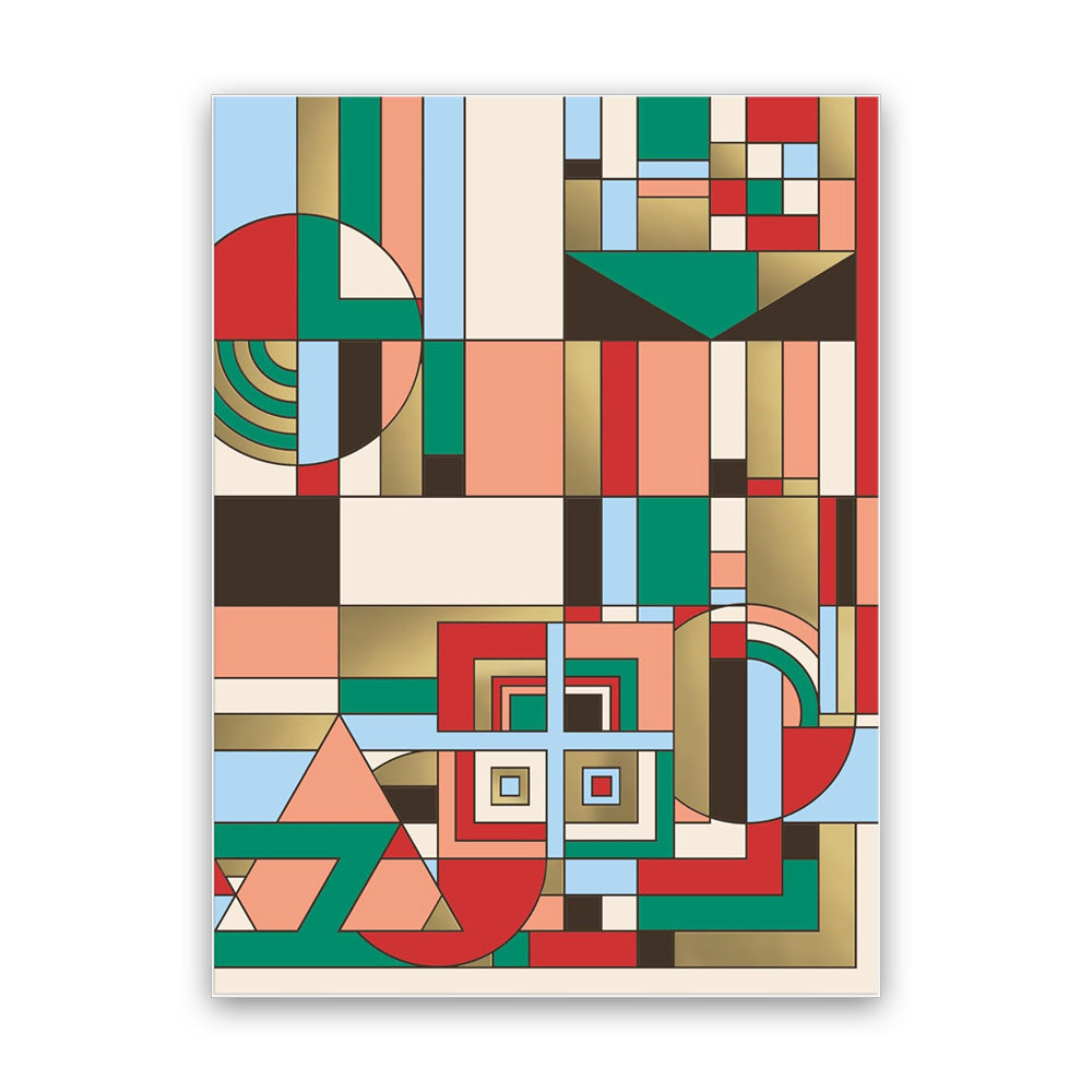 Frank Lloyd Wright December Gifts Puzzle: 1000 pieces, Guggenheim Museum, geometric foil art in vibrant colors.