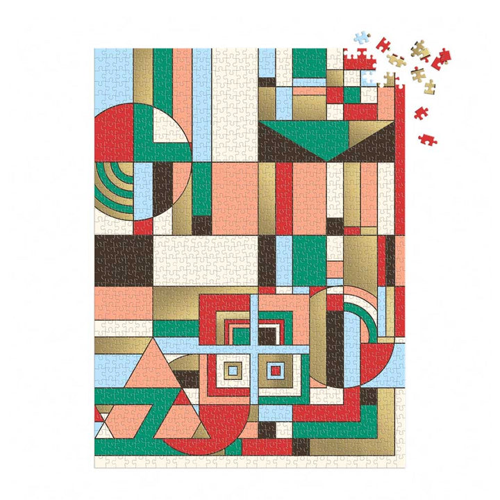 Frank Lloyd Wright December Gifts Puzzle by Guggenheim Museum, 1000 pieces, foil, missing some in top right and nearby.
