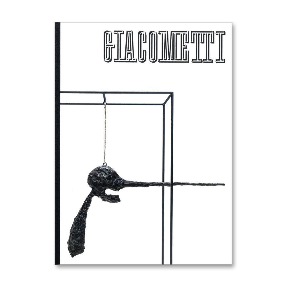 A sleek black sculpture with a long nose features below “Giacometti” on the Guggenheim Museum exhibit catalogue cover.