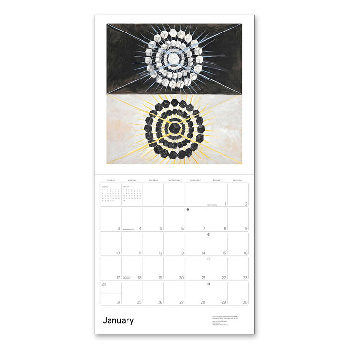 January art page with geometric circles from Guggenheim’s Hilma af Klint: Original Abstraction 2027 Wall Calendar.