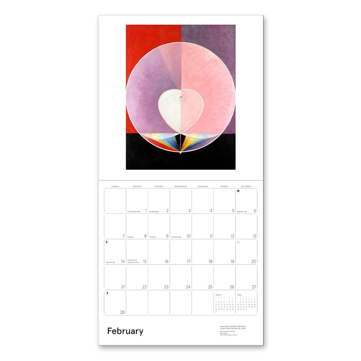 The Guggenheim Museum’s Hilma af Klint: Original Abstraction 2027 Wall Calendar features soft pink abstract art for February.