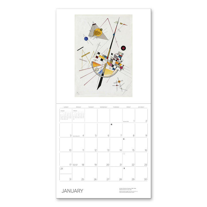 Kandinsky 2027 Wall Calendar by Guggenheim Museum: January has vibrant, abstract art with bold lines and geometric shapes.