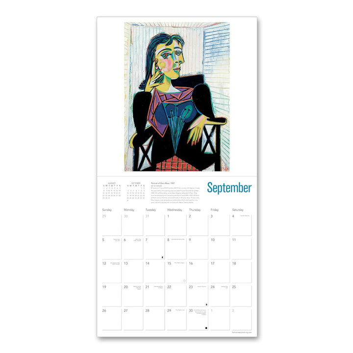 September page of the Pablo Picasso 2027 Wall Calendar by the Guggenheim Museum featuring Portrait of Dora Maar.